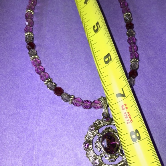 1928 pink crystal and bead Neaklace - Picture 3 of 5